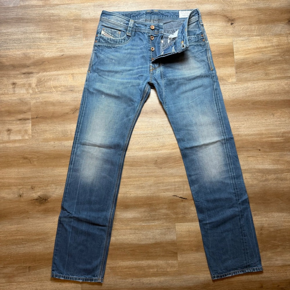 Diesel Timmen Jeans Mens 31x32‎ Blue Straight Leg Made in Italy Button Fly 008ZT